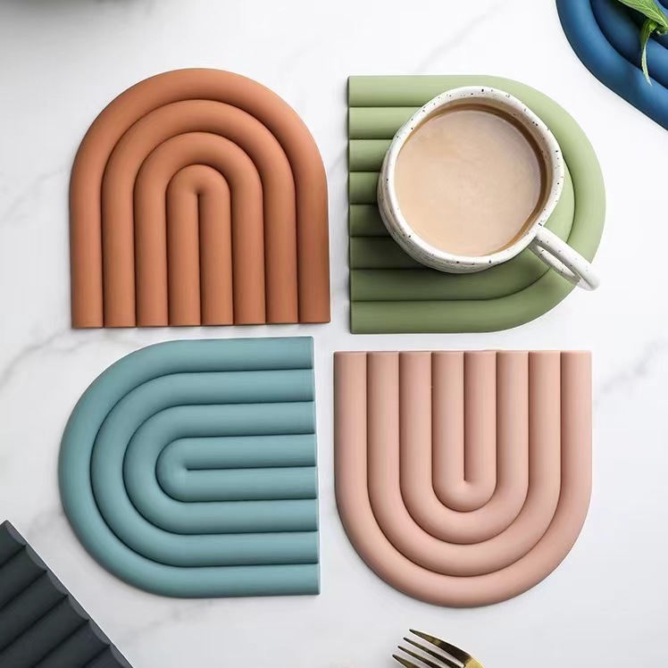 Kitchen Baking Pan Organizer - Tapete de mesa de silicone arco-íris,
