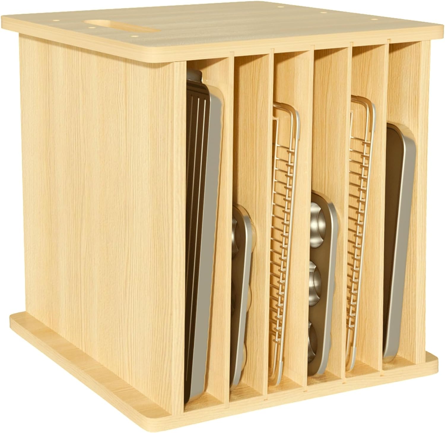 Kitchen Baking Sheet Organizer - Organizador de Bandejas de Madeira, Divisor