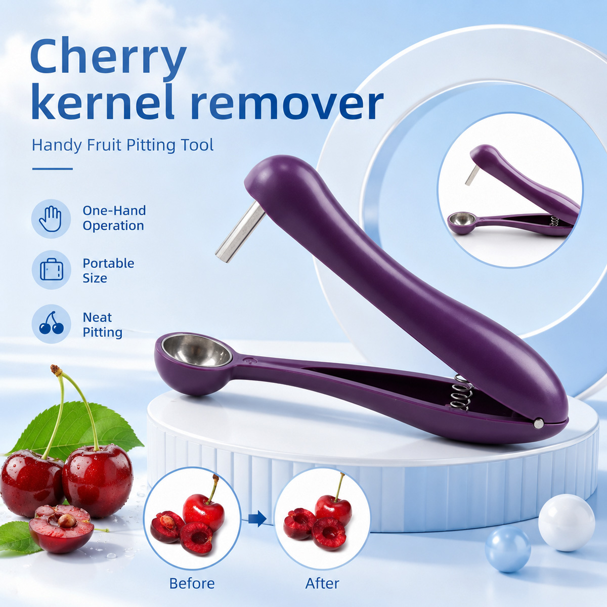 Kitchen And Baking Tools - Removedor de Caroços de Cereja Portátil