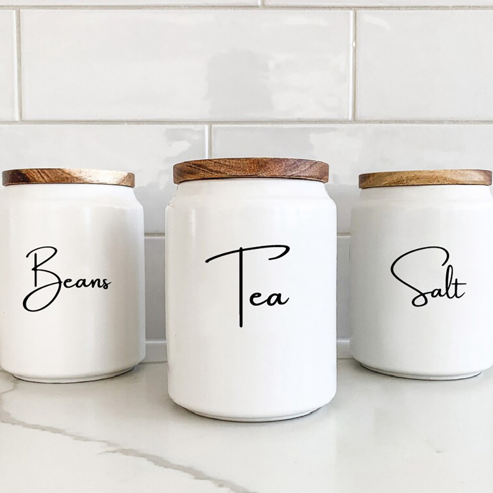 Kitchen Baking Canisters - Organização de cozinha vasilha jar etiquetas