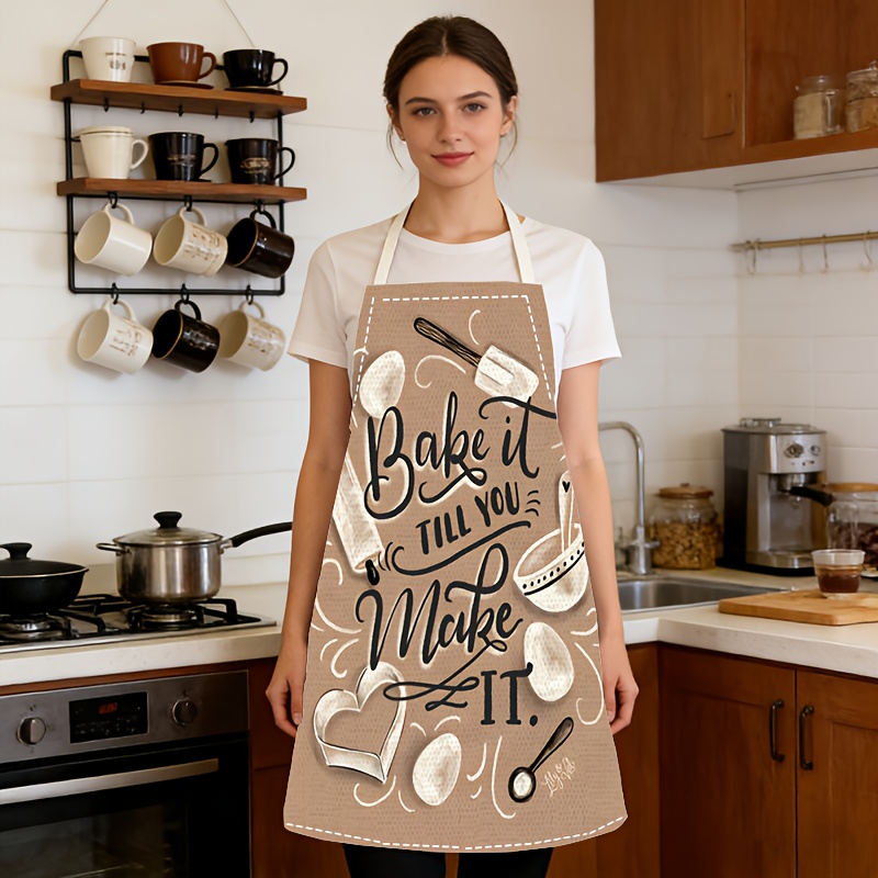 Avental de Cozinha Bege com Es - Kitchen Baking Quotes avaliação e preço